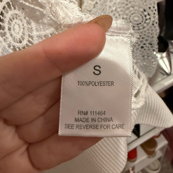 Masseys White Lace Bomber Jacket - Picture 6 of 12